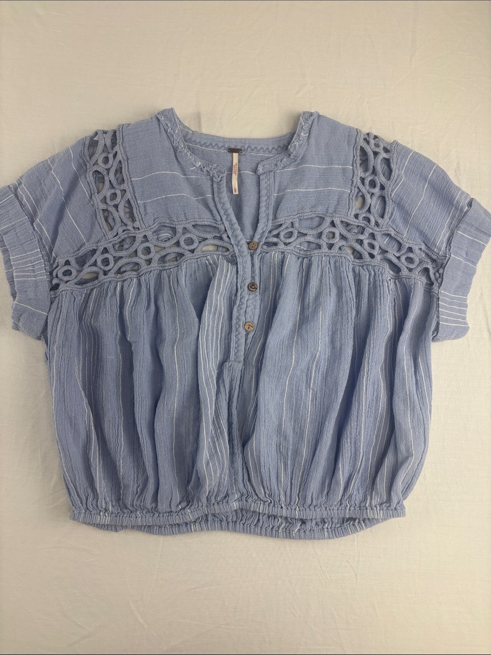 Free People Cedar Lace Pullover Top in Periwinkle Combo size Small